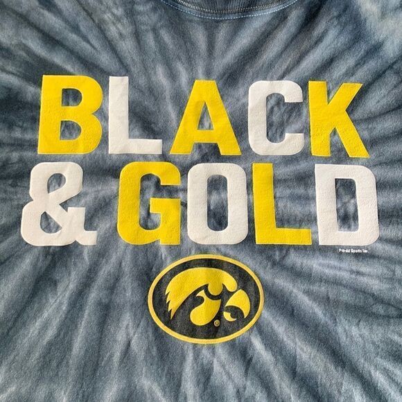 Vintage Iowa Hawkeyes Tye Dye Black & Gold Shirt XXL - Picture 2 of 5